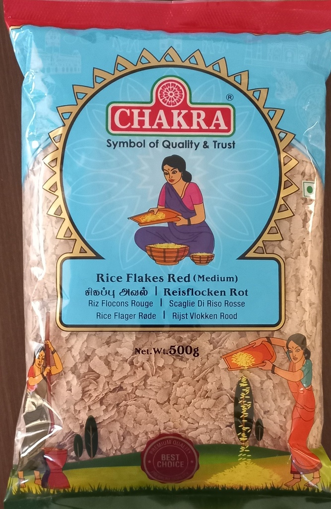 CHAKRA Red Rice Flakes medium 500gms x 24