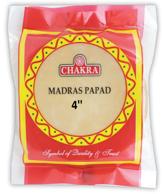 CHAKRA Madras Papadum Plain 4" 100gms x 40