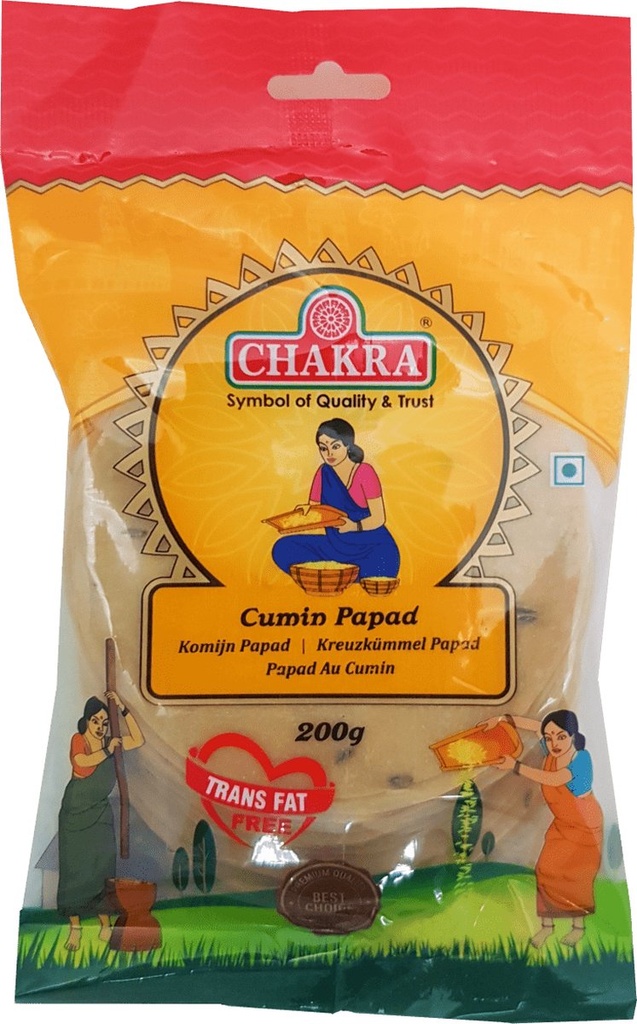 CHAKRA Cumin Papads No 4- 200gms x 40