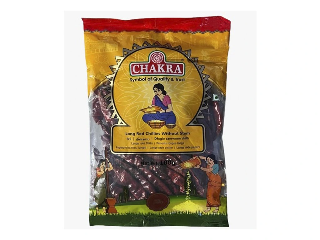 CHAKRA Long Red Chillies Whole 100gms x25